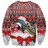 New Zealand Dolphin Terehu Christmas Sweatshirt Maori Inspired Knitted Patterns LT9 - Polynesian Pride