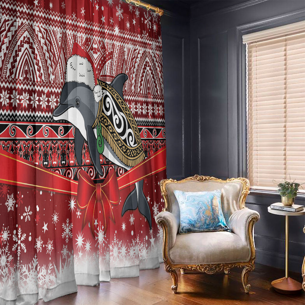 New Zealand Dolphin Terehu Christmas Window Curtain Maori Inspired Knitted Patterns LT9 - Polynesian Pride