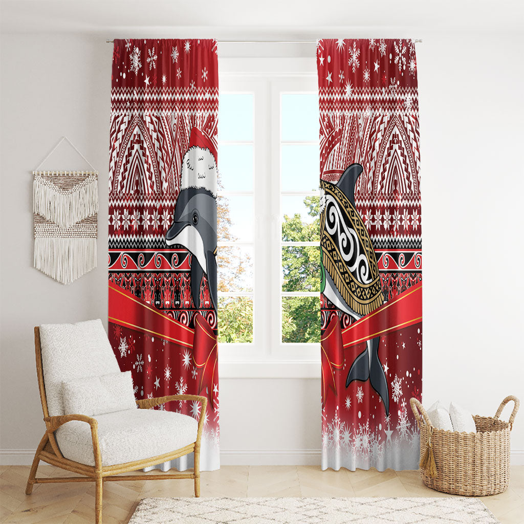 New Zealand Dolphin Terehu Christmas Window Curtain Maori Inspired Knitted Patterns LT9 - Polynesian Pride