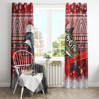 New Zealand Dolphin Terehu Christmas Window Curtain Maori Inspired Knitted Patterns LT9 - Polynesian Pride