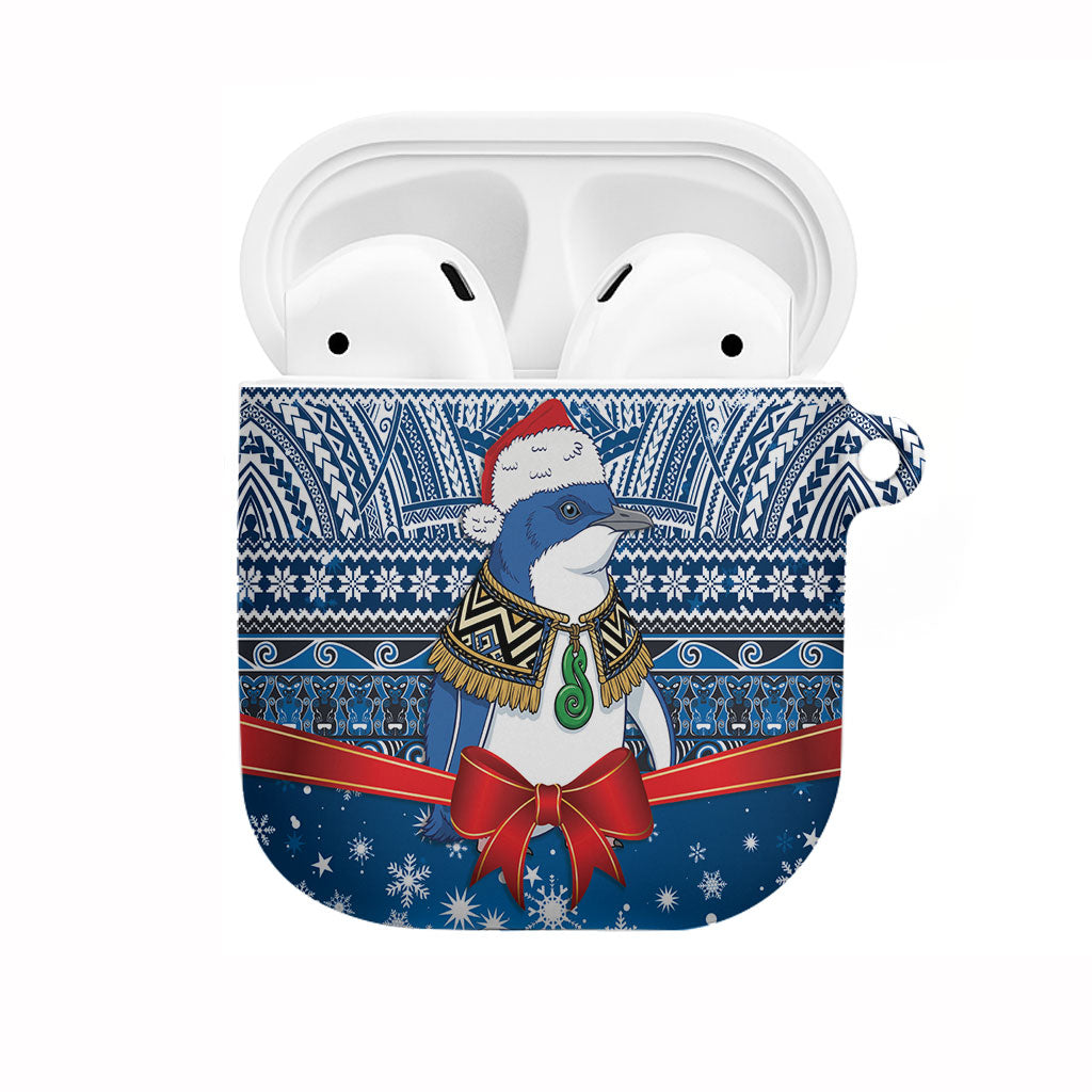 New Zealand Fairy Penguin Korora Christmas AirPods Case Maori Inspired Knitted Patterns LT9 Blue - Polynesian Pride