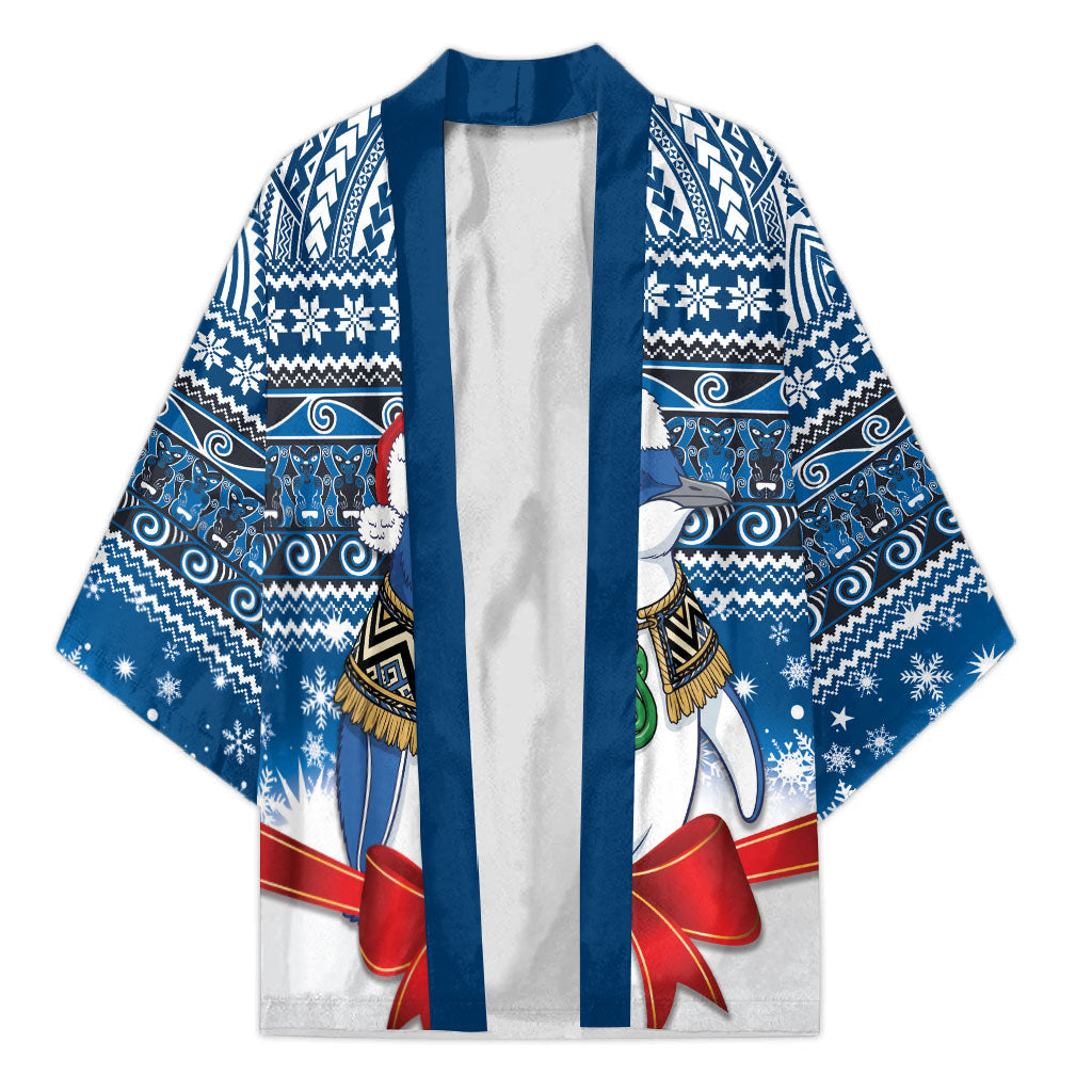 New Zealand Fairy Penguin Korora Christmas Kimono Maori Inspired Knitted Patterns LT9 Unisex Blue - Polynesian Pride