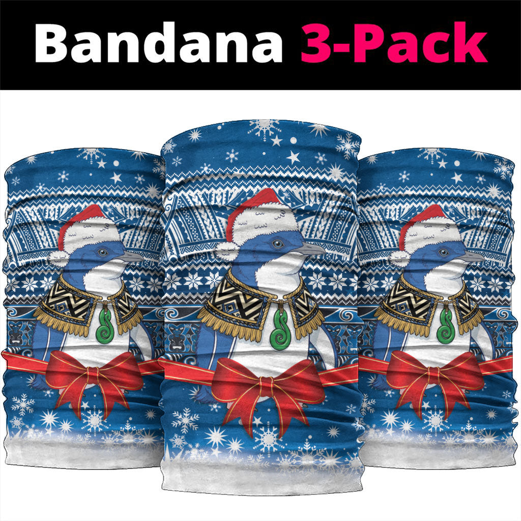 New Zealand Fairy Penguin Korora Christmas Neck Gaiter Maori Inspired Knitted Patterns LT9 package One Size: 25*50cm Blue - Polynesian Pride