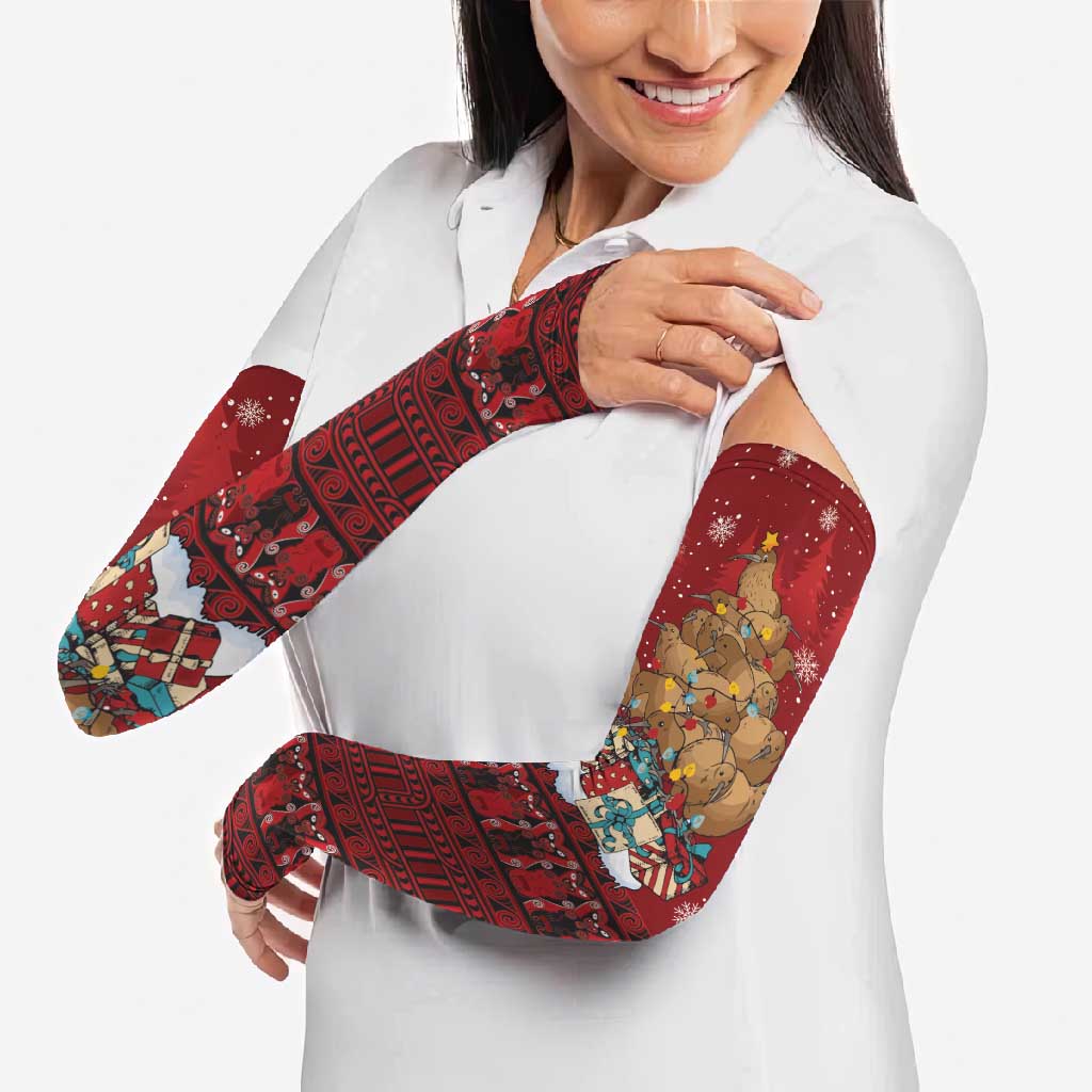 Funny Kiwi Bird Xmas Tree Arm Sleeves New Zealand Tribal Christmas Spirit - Polynesian Pride