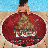 Funny Kiwi Bird Xmas Tree Beach Blanket New Zealand Tribal Christmas Spirit - Polynesian Pride