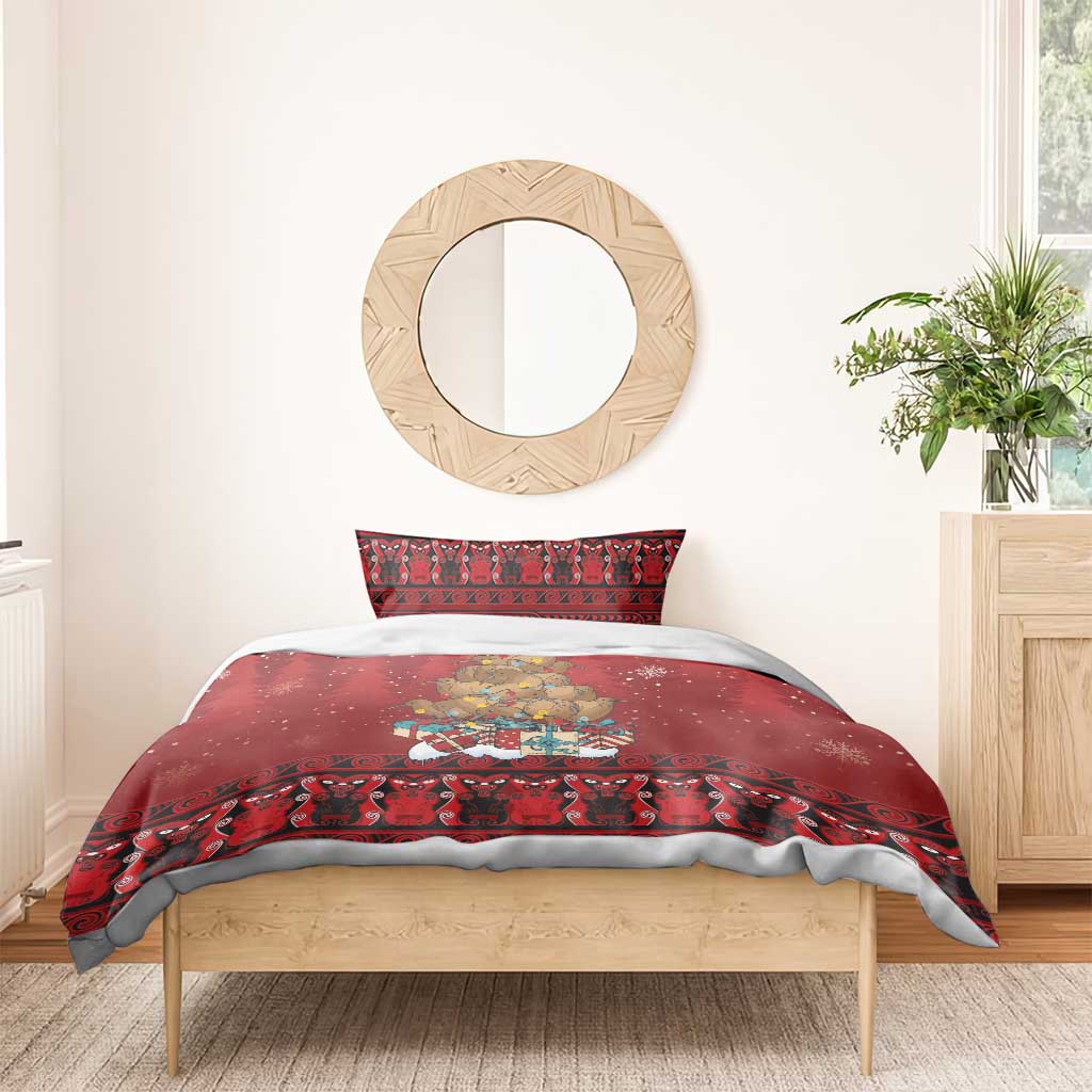 Funny Kiwi Bird Xmas Tree Bedding Set New Zealand Tribal Christmas Spirit - Polynesian Pride