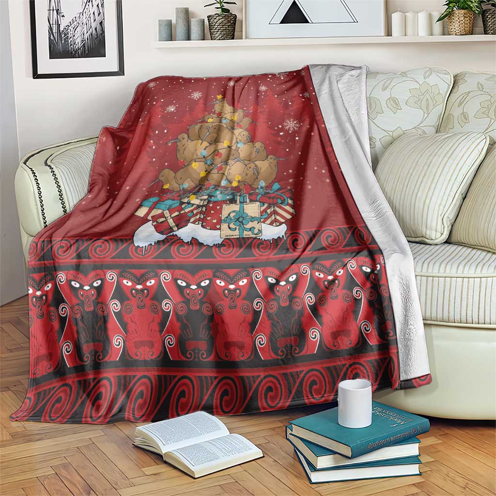 Funny Kiwi Bird Xmas Tree Blanket New Zealand Tribal Christmas Spirit - Polynesian Pride