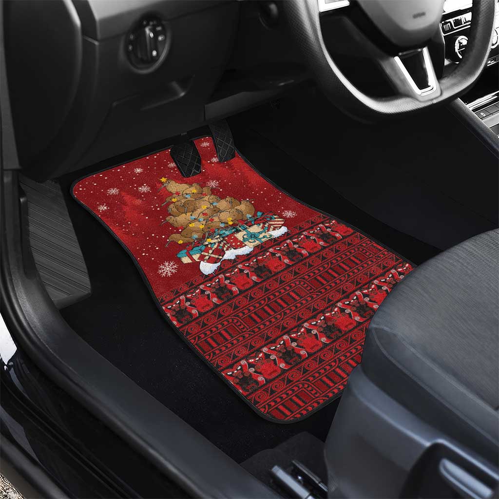 Funny Kiwi Bird Xmas Tree Car Mats New Zealand Tribal Christmas Spirit - Polynesian Pride