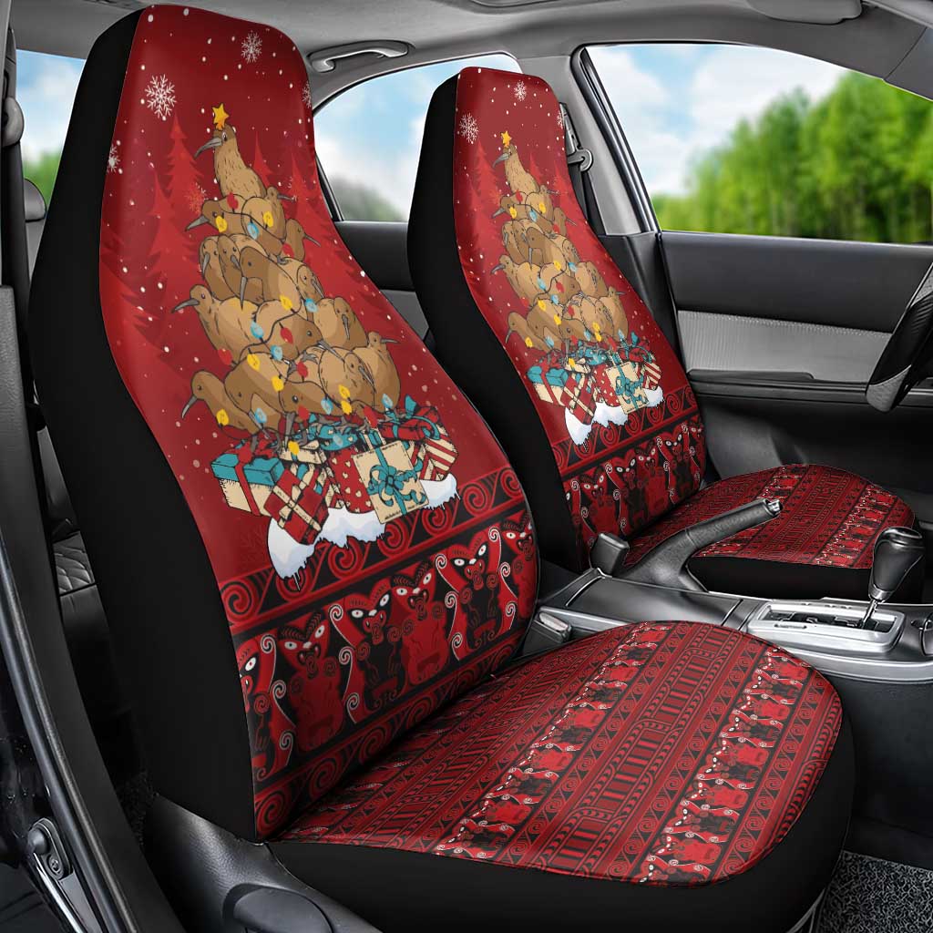 Funny Kiwi Bird Xmas Tree Car Seat Cover New Zealand Tribal Christmas Spirit - Polynesian Pride