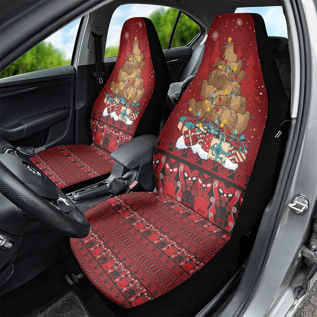 Funny Kiwi Bird Xmas Tree Car Seat Cover New Zealand Tribal Christmas Spirit - Polynesian Pride