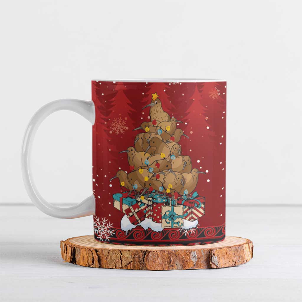 Funny Kiwi Bird Xmas Tree Ceramic Mug New Zealand Tribal Christmas Spirit - Polynesian Pride