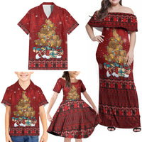 Funny Kiwi Bird Xmas Tree Family Matching Off Shoulder Maxi Dress and Hawaiian Shirt New Zealand Tribal Christmas Spirit - Polynesian Pride