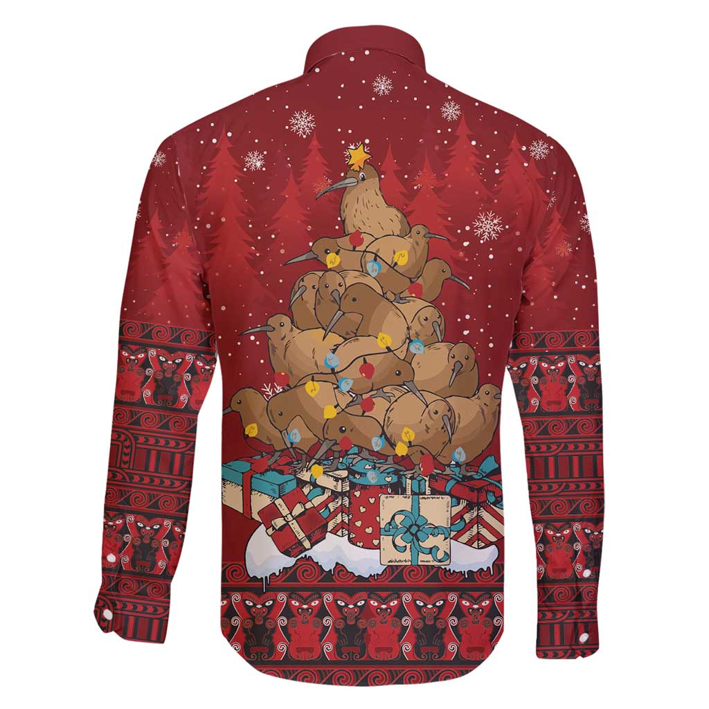Funny Kiwi Bird Xmas Tree Family Matching Off Shoulder Short Dress and Hawaiian Shirt New Zealand Tribal Christmas Spirit - Polynesian Pride