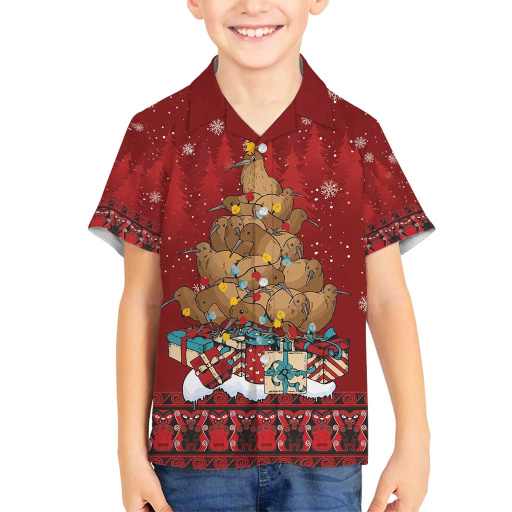 Funny Kiwi Bird Xmas Tree Family Matching Summer Maxi Dress and Hawaiian Shirt New Zealand Tribal Christmas Spirit - Polynesian Pride