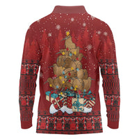 Funny Kiwi Bird Xmas Tree Long Sleeve Polo Shirt New Zealand Tribal Christmas Spirit - Polynesian Pride