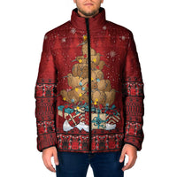 Funny Kiwi Bird Xmas Tree Padded Jacket New Zealand Tribal Christmas Spirit - Polynesian Pride