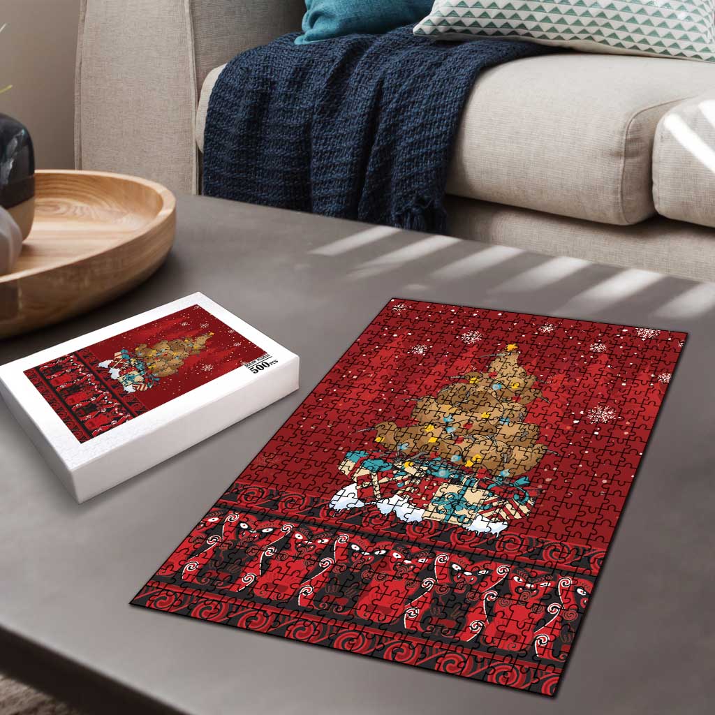 Funny Kiwi Bird Xmas Tree Puzzle New Zealand Tribal Christmas Spirit - Polynesian Pride