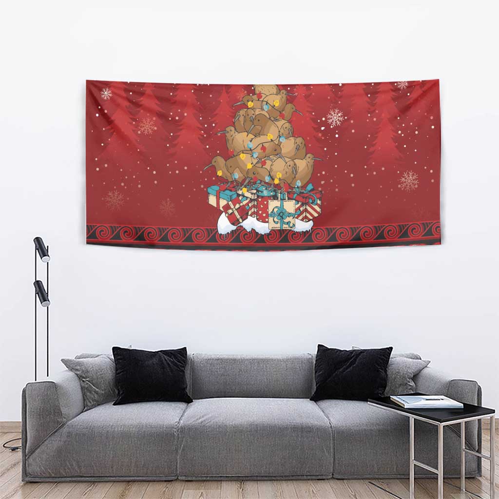 Funny Kiwi Bird Xmas Tree Tapestry New Zealand Tribal Christmas Spirit - Polynesian Pride