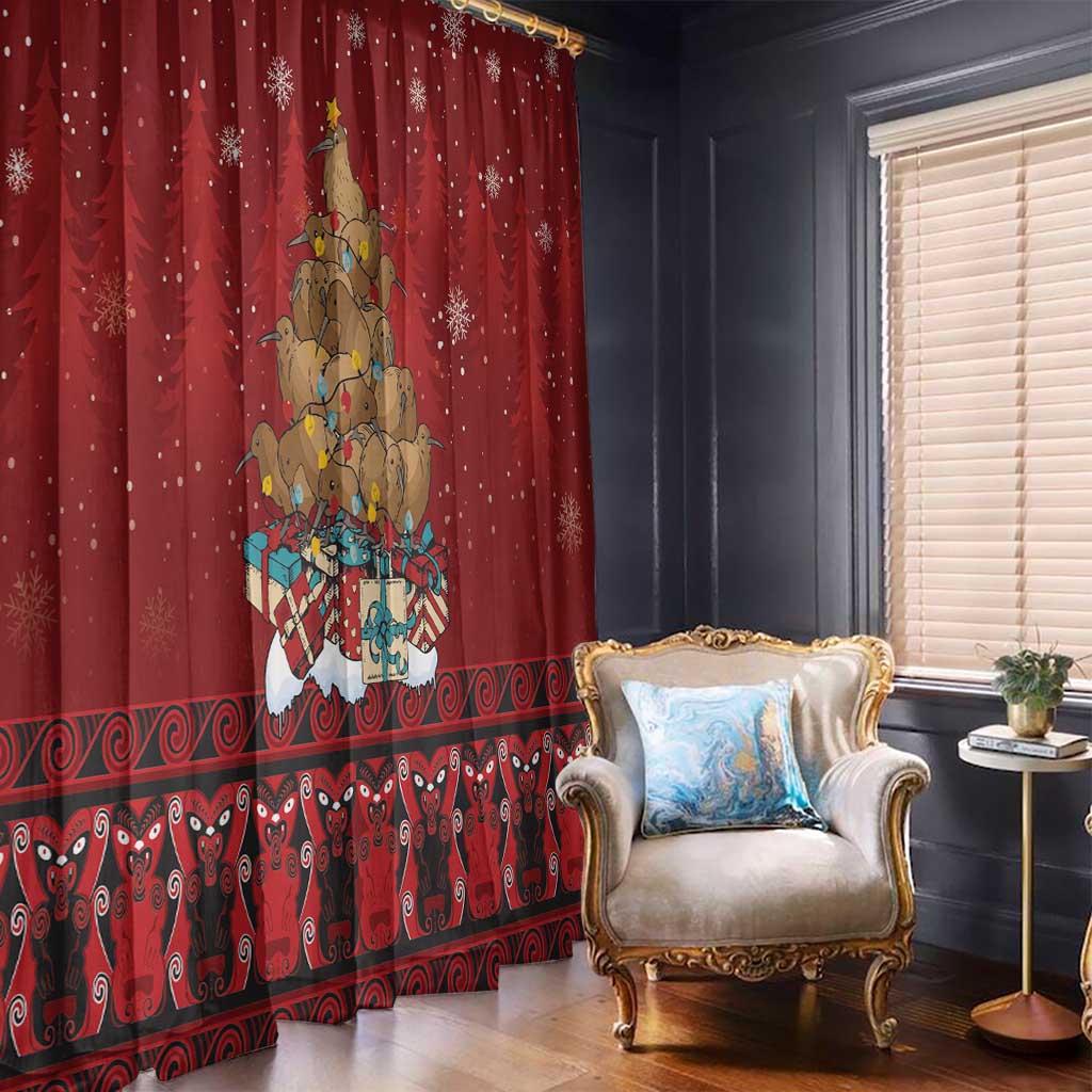 Funny Kiwi Bird Xmas Tree Window Curtain New Zealand Tribal Christmas Spirit - Polynesian Pride