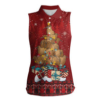 Funny Kiwi Bird Xmas Tree Women Sleeveless Polo Shirt New Zealand Tribal Christmas Spirit - Polynesian Pride