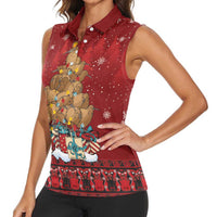 Funny Kiwi Bird Xmas Tree Women Sleeveless Polo Shirt New Zealand Tribal Christmas Spirit - Polynesian Pride