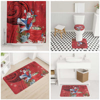 Funny Santa Riding Shark Bathroom Set Polynesian Tribal Christmas Spirit - Polynesian Pride