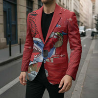 Funny Santa Riding Shark Blazer Polynesian Tribal Christmas Spirit - Polynesian Pride