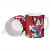 Funny Santa Riding Shark Ceramic Mug Polynesian Tribal Christmas Spirit - Polynesian Pride