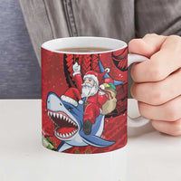 Funny Santa Riding Shark Ceramic Mug Polynesian Tribal Christmas Spirit - Polynesian Pride