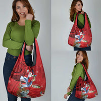 Funny Santa Riding Shark Grocery Bag Polynesian Tribal Christmas Spirit - Polynesian Pride