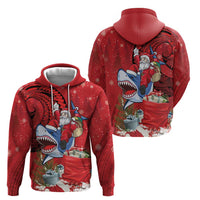 Funny Santa Riding Shark Hoodie Polynesian Tribal Christmas Spirit - Polynesian Pride