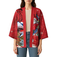 Funny Santa Riding Shark Kimono Polynesian Tribal Christmas Spirit - Polynesian Pride