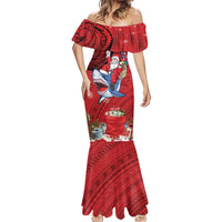 Funny Santa Riding Shark Mermaid Dress Polynesian Tribal Christmas Spirit - Polynesian Pride