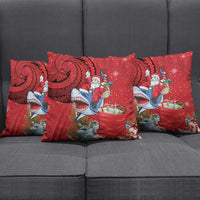 Funny Santa Riding Shark Pillow Cover Polynesian Tribal Christmas Spirit - Polynesian Pride