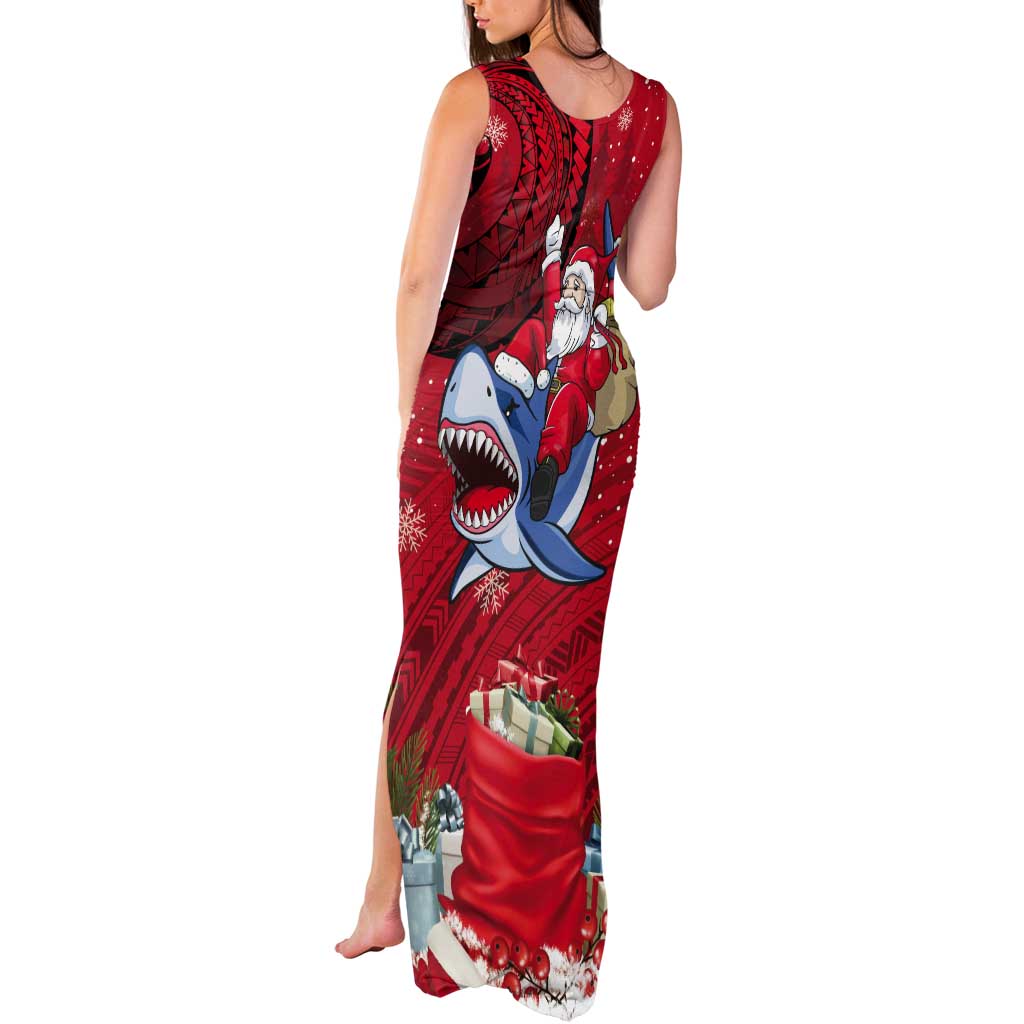 Funny Santa Riding Shark Tank Maxi Dress Polynesian Tribal Christmas Spirit - Polynesian Pride