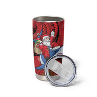 Funny Santa Riding Shark Tumbler Cup Polynesian Tribal Christmas Spirit - Polynesian Pride