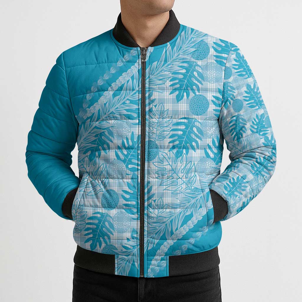 Hawaii Breadfruit Palaka Bomber Puffer Jacket Polu Maile Lei - Polynesian Pride
