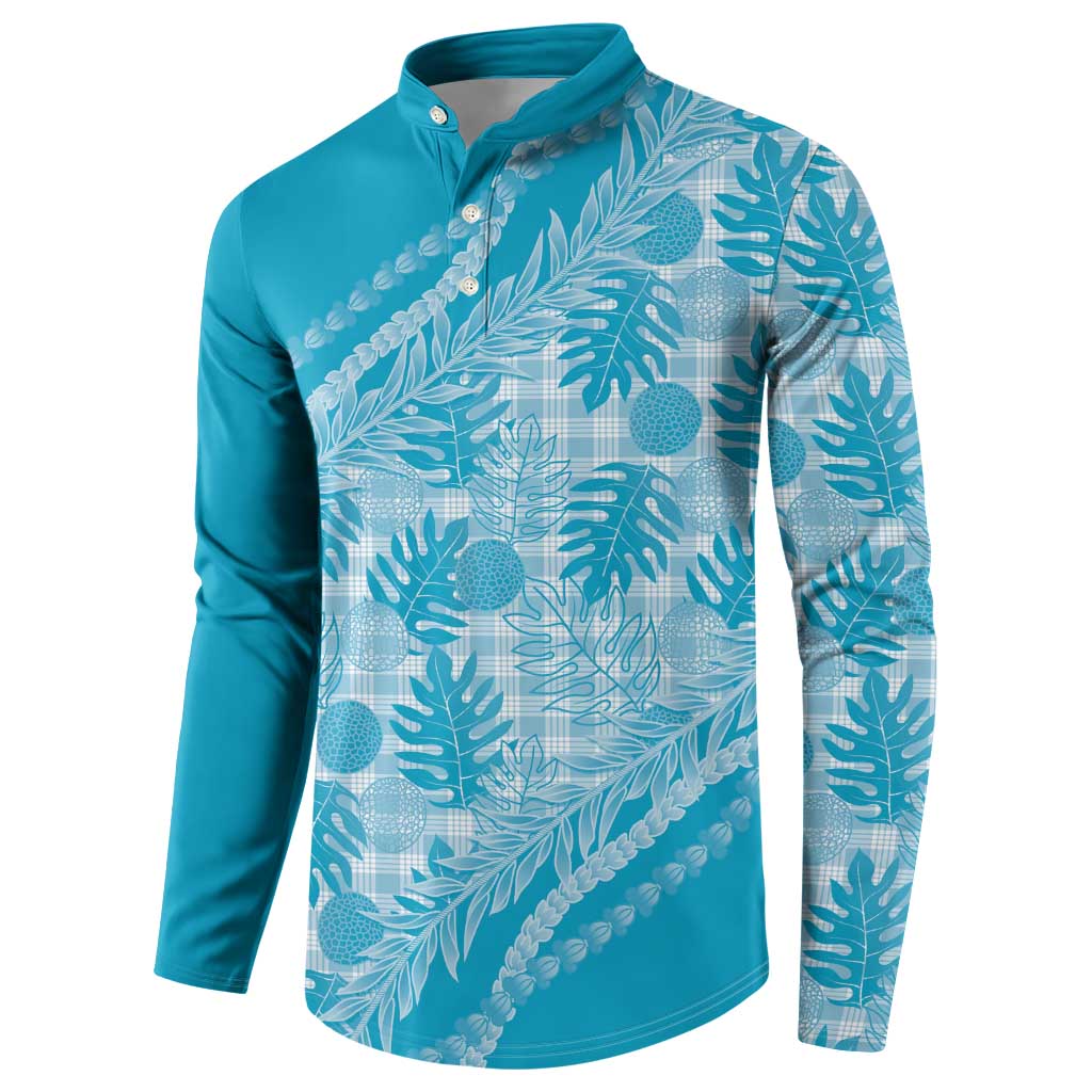 Hawaii Breadfruit Palaka Button Sweatshirt Polu Maile Lei - Polynesian Pride