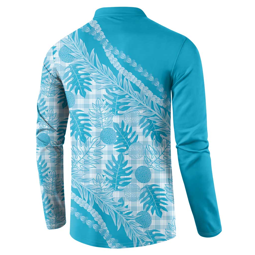 Hawaii Breadfruit Palaka Button Sweatshirt Polu Maile Lei - Polynesian Pride