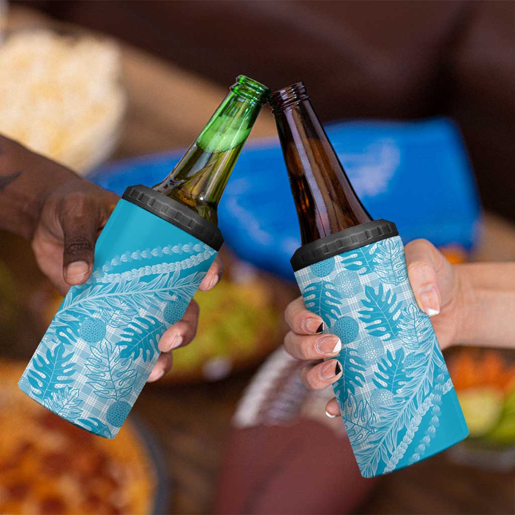 Hawaii Breadfruit Palaka 4 in 1 Can Cooler Tumbler Polu Maile Lei - Polynesian Pride