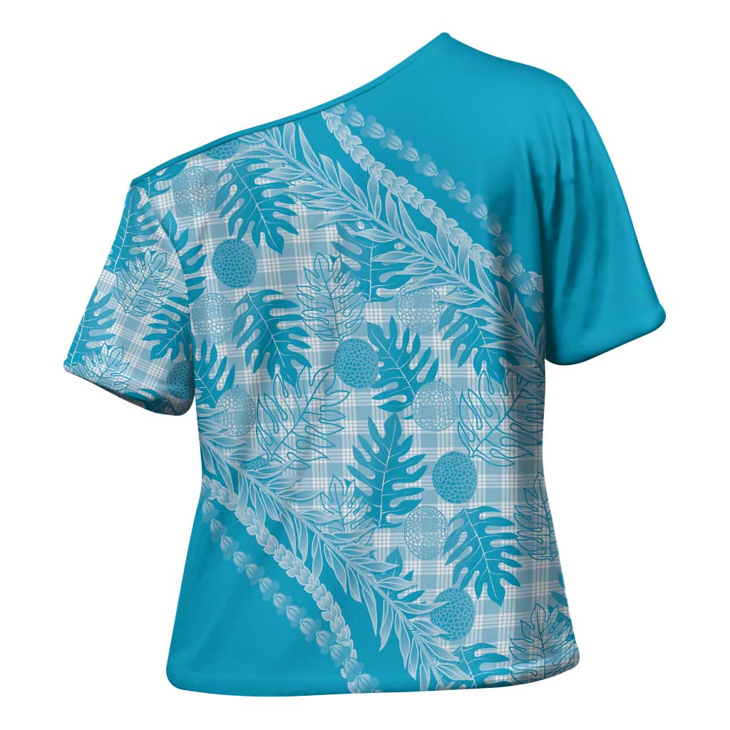 Hawaii Breadfruit Palaka Cross Shoulder Shirt Polu Maile Lei - Polynesian Pride
