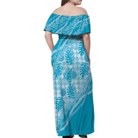 Hawaii Breadfruit Palaka Family Matching Off Shoulder Maxi Dress and Hawaiian Shirt Polu Maile Lei - Polynesian Pride
