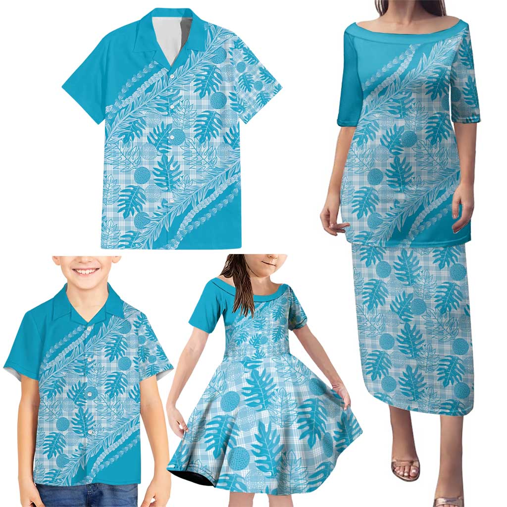 Hawaii Breadfruit Palaka Family Matching Puletasi and Hawaiian Shirt Polu Maile Lei - Polynesian Pride