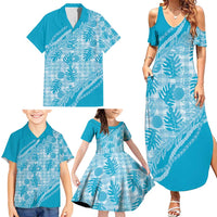 Hawaii Breadfruit Palaka Family Matching Summer Maxi Dress and Hawaiian Shirt Polu Maile Lei - Polynesian Pride