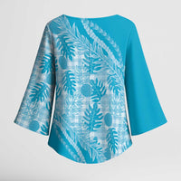 Hawaii Breadfruit Palaka Kimono Sleeve Blouse Polu Maile Lei - Polynesian Pride