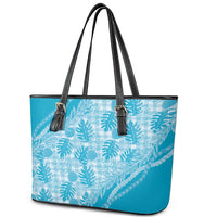 Hawaii Breadfruit Palaka Leather Tote Bag Polu Maile Lei - Polynesian Pride