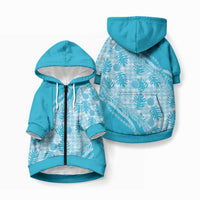 Hawaii Breadfruit Palaka Pet Hoodie Polu Maile Lei LT9 Zip-up Blue - Polynesian Pride