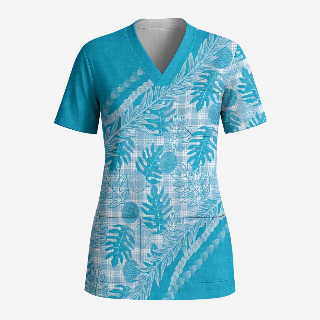 Hawaii Breadfruit Palaka Scrub Top Polu Maile Lei - Polynesian Pride