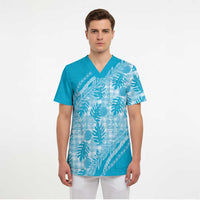 Hawaii Breadfruit Palaka Scrub Top Polu Maile Lei - Polynesian Pride