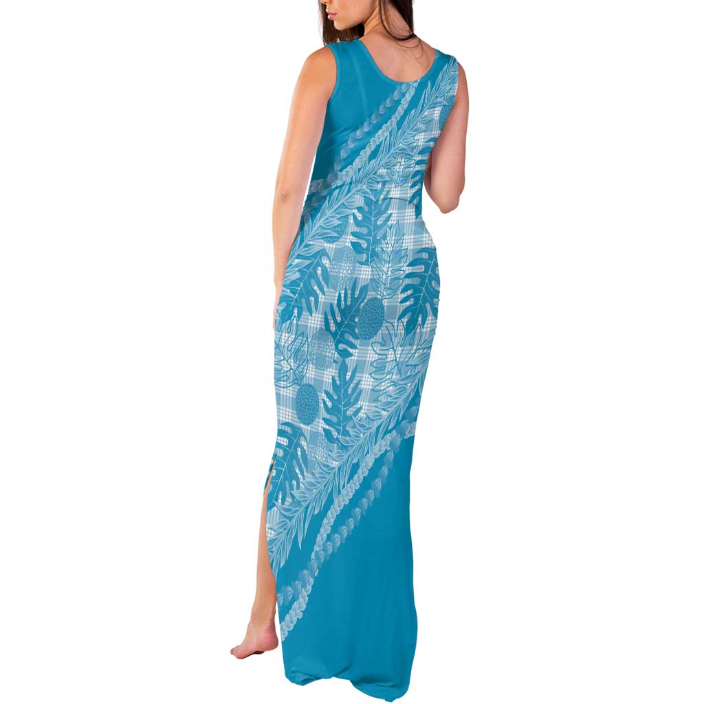 Hawaii Breadfruit Palaka Tank Maxi Dress Polu Maile Lei - Polynesian Pride